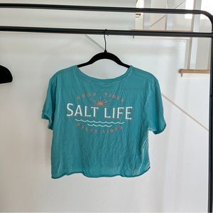 Salt life blue cropped tee